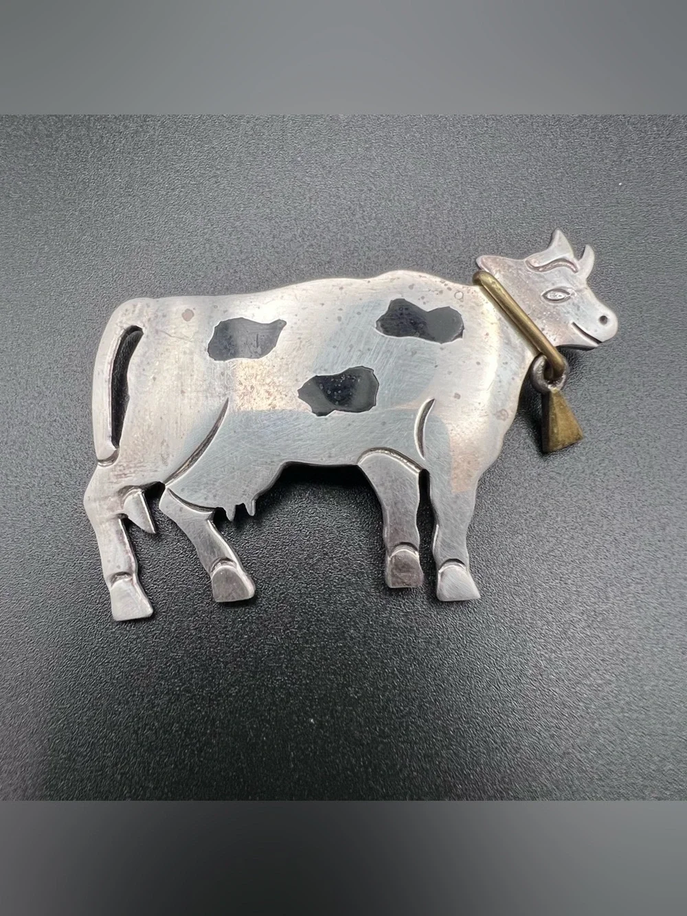 Sterling Silver Mexico Dairy Cow Brooch